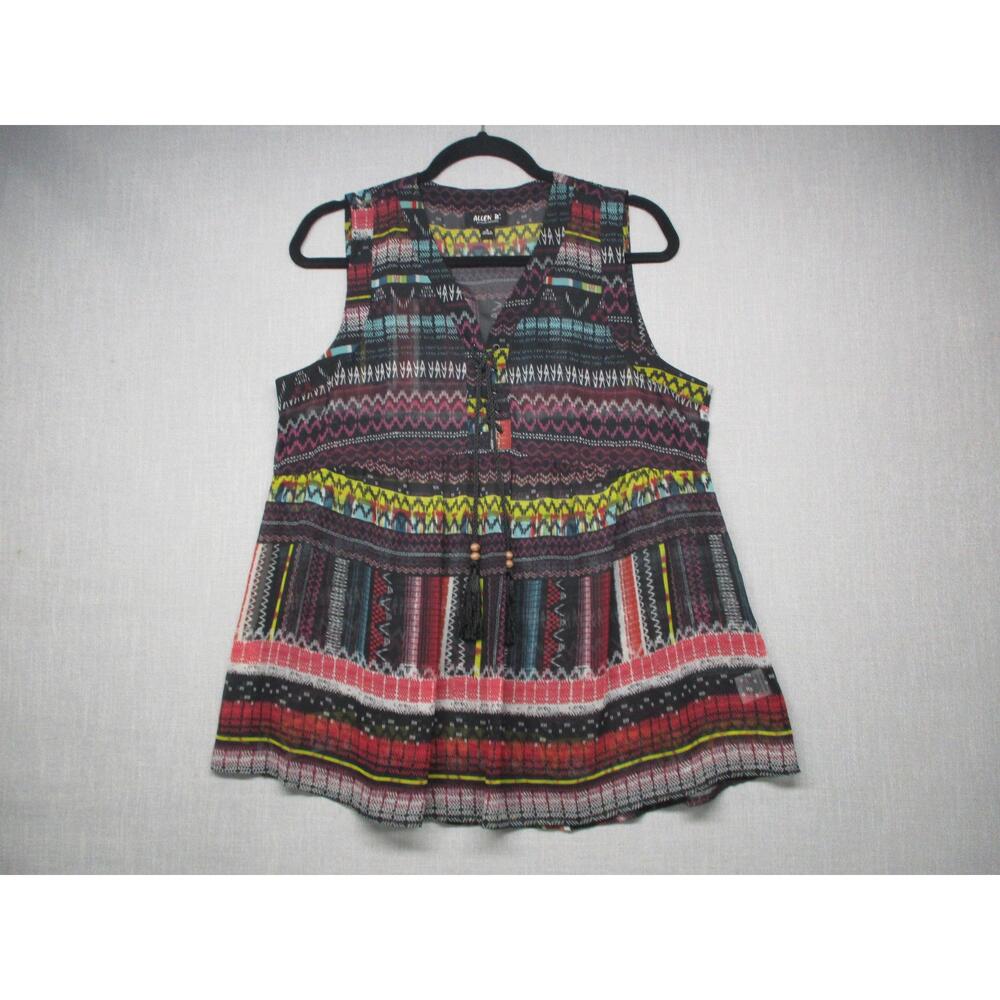ALLEN B. Multi-Color Bohemian Tribal Artsy V-Neck Sleeveless Top Womens Size M‎